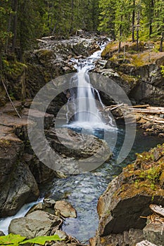 Landscape Mountain and waterfall in slow shutter