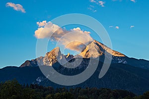 Landscape with the mountain Watzmann in the Berchtesgaden Alps, Germany