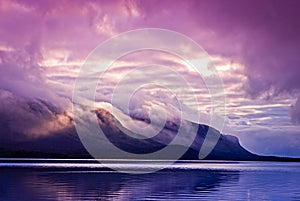 Landscape with mountains and clouds