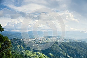 Landscape with mountains and clouds in Almora, Uttarakhand, India