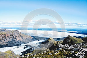 Landscape with mountains glacier in Iceland.