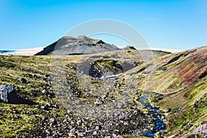 Landscape with mountains glacier in Iceland.