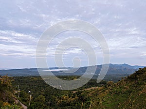 landscape of mountains or hills and plantations, Balanipa Mandar, Sulawesi, Indonesia photo