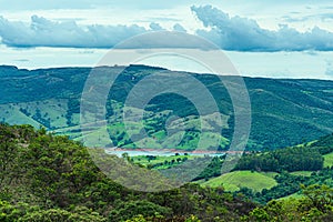 Landscape of mountains and lake of CapitÃ³lio MG, Brazil