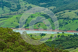 Landscape of mountains and lake of CapitÃ³lio MG, Brazil