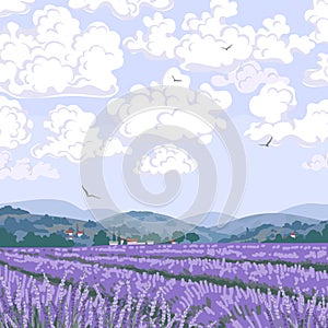 Landscape with Mountains and Lavender Field