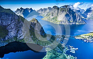 Landscape with mountains in the Lofoten islands