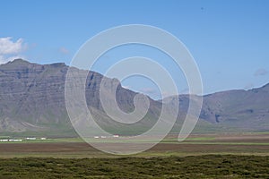 Landscape of mountains near Eldborg crater near Borgarnes South Iceland photo