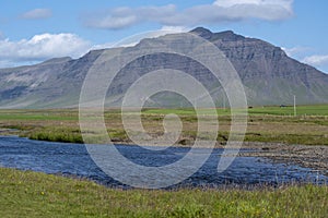 Landscape of mountains and river in Snaefellsnes peninsula South Iceland photo