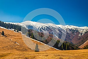 Landscape with mountains with snow at springtime