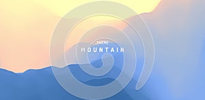 Landscape with mountains and sun. Sunrise. Mountainous terrain. Abstract background. Vector illustration