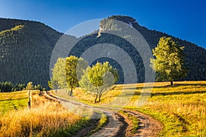 Landscape with mountains at sunrise