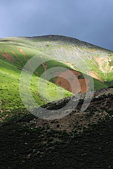 Landscape of mountains in Tibet