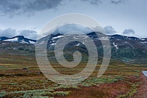 Landscape of the mountains and tundra of the Jotunheimen Plateau,  central Norway