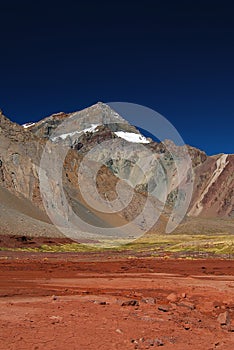 Landscape with mountains and volcanic ground