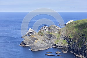 Landscape of the Muckle Flugga on Shetland Islands with cliffs and the ocean