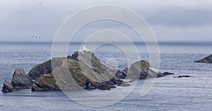 Landscape of the Muckle Flugga on Shetland Islands with cliffs and the ocean