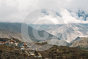 Landscape of Muktinath village in lower Mustang District, Nepal.