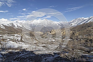 Landscape of Muktinath village in lower Mustang District, Nepal