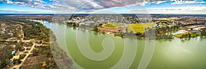 Landscape of Murray River and the town of Berri.