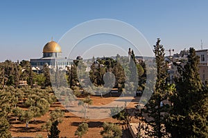 Landscape of muslim Al Aqsa mosque in Jerusalem