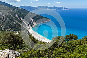 Landscape of Myrtos beach, Kefalonia, Ionian islands, Greece