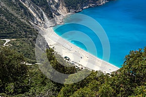 Landscape of Myrtos beach, Kefalonia, Ionian islands, Greece