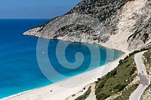 Landscape of Myrtos beach, Kefalonia, Ionian islands, Greece