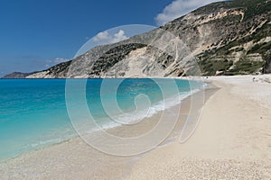 Landscape of Myrtos beach, Kefalonia, Ionian islands, Greece