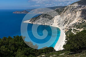 Landscape of Myrtos beach, Kefalonia, Ionian islands, Greece