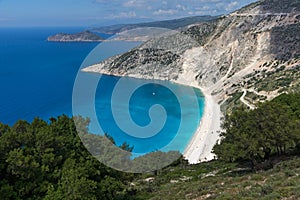 Landscape of Myrtos beach, Kefalonia, Ionian islands, Greece