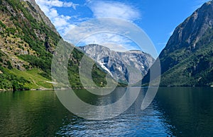 Landscape of the Naeroyfjord from the pier of Gudvangen