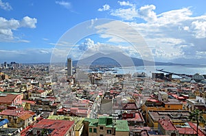 Landscape with Naples city and Vesuvius volcano