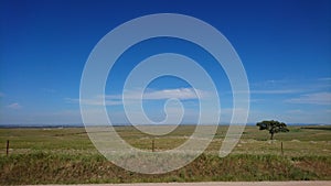 Landscape of national park Zona de Interes Regional Llanos de Caceres y Sierra de Fuentes in Extremadura, Spain photo