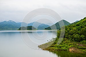 Landscape Natrue and a water mist at Kaeng Krachan Dam.