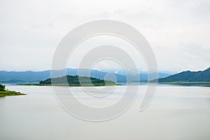 Landscape Natrue and a water mist at Kaeng Krachan Dam.