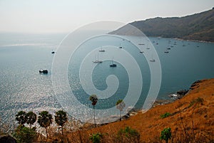 A landscape nature of the beach and small hill