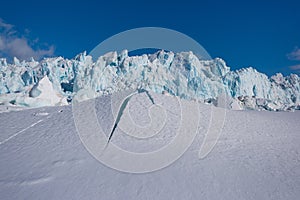 Landscape nature of the glacier mountain of Spitsbergen Longyearbyen Svalbard arctic winter polar sunshine day