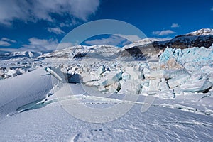 Landscape nature of the glacier mountain of Spitsbergen Longyearbyen Svalbard arctic winter polar sunshine day