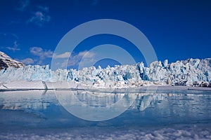 Landscape nature of the glacier mountain of Spitsbergen Longyearbyen Svalbard arctic winter polar sunshine day