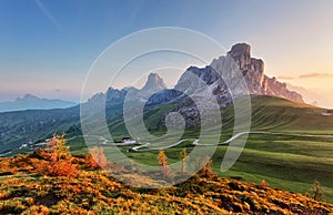 Landscape nature mountan in Alps, Dolomites, Giau.