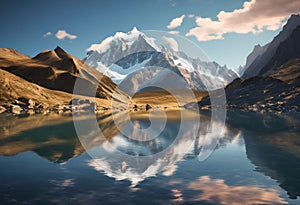 A Landscape nature scene of the Broad Peak Mountains in the spring time.