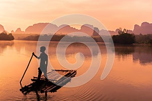 Landscape Nature View of Nong Thale Lake in Krabi Thailand photo