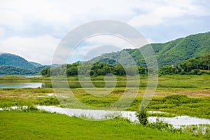 Landscape Nature and a water mist at Kaeng Krachan Dam.