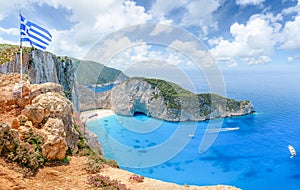 Landscape with Navagio beach, Zakynthos, Greece