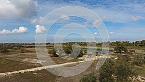 Landscape near the Sea of Azov, the river, an artificial lake and open spaces for hunting and fishing