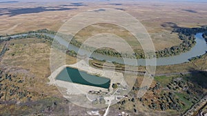 Landscape near the Sea of Azov, the river, an artificial lake and open spaces for hunting and fishing