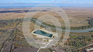 Landscape near the Sea of Azov, the river, an artificial lake and open spaces for hunting and fishing