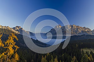 Landscape near Sella di Razzo and Sella di Rioda pass, Carnic Alps, Friuli-Venezia Giulia, Italy photo