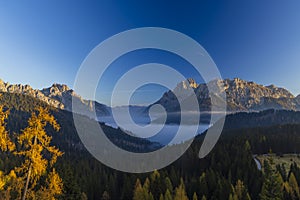 Landscape near Sella di Razzo and Sella di Rioda pass, Carnic Alps, Friuli-Venezia Giulia, Italy photo